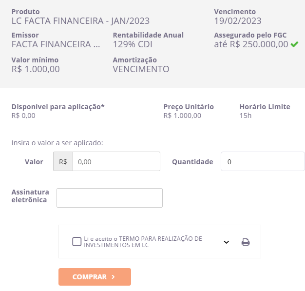 Passo 03 Preencher os dados - Letra De Câmbio (LC) - Como Funciona E Por Onde Investir