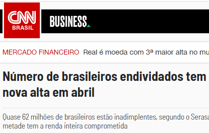 alta numero de endividados - 3/4 das Famílias no Brasil estão Endividadas